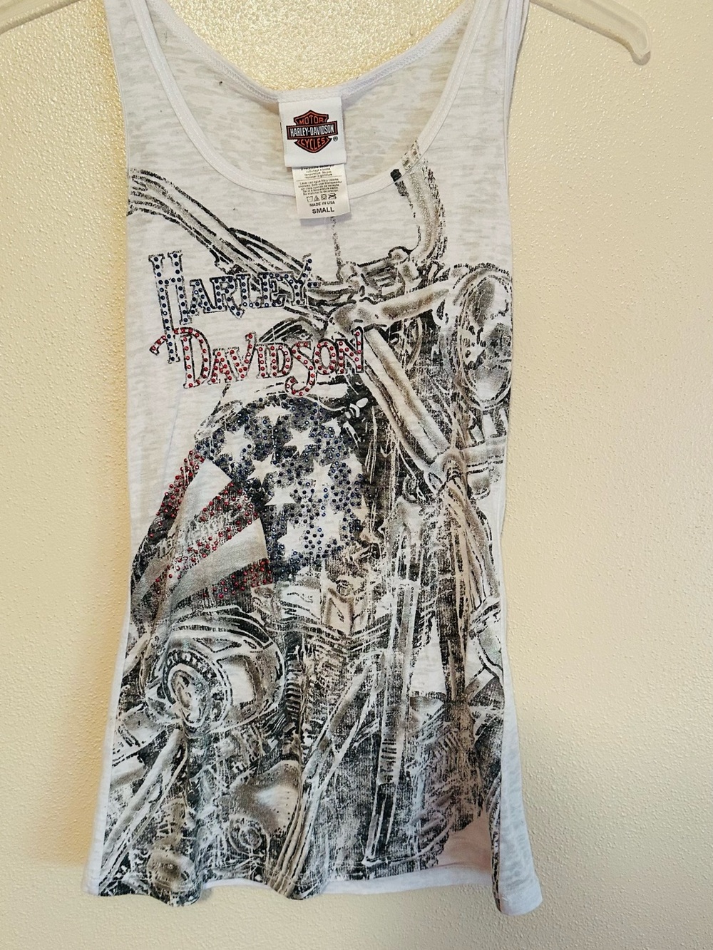 Harley-Davidson White Girls Tank with Patriotic Motorcycle Graphic